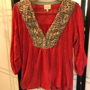 Light weight reddish orange Anthropologie top